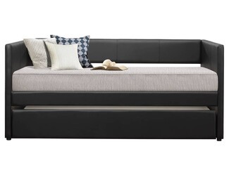 Daybed with Leather Like Frame and Matte Black Finish