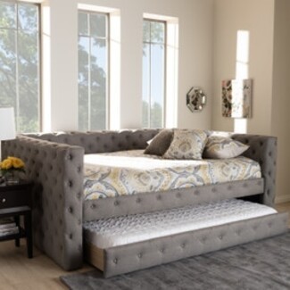 Daybed with Track Arm Profile and Deep Button Tufting