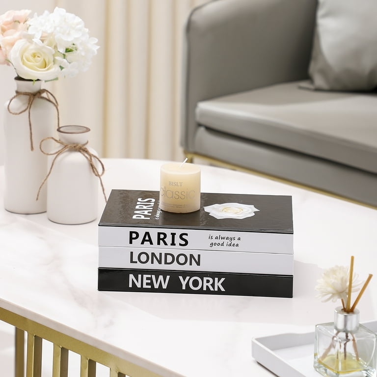 Decorative Books featuring City Name Typography and Monochrome Stack