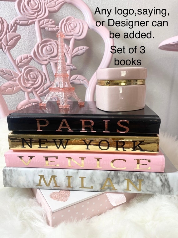 Decorative Books with Customizable Cities and Metallic Foil Spines