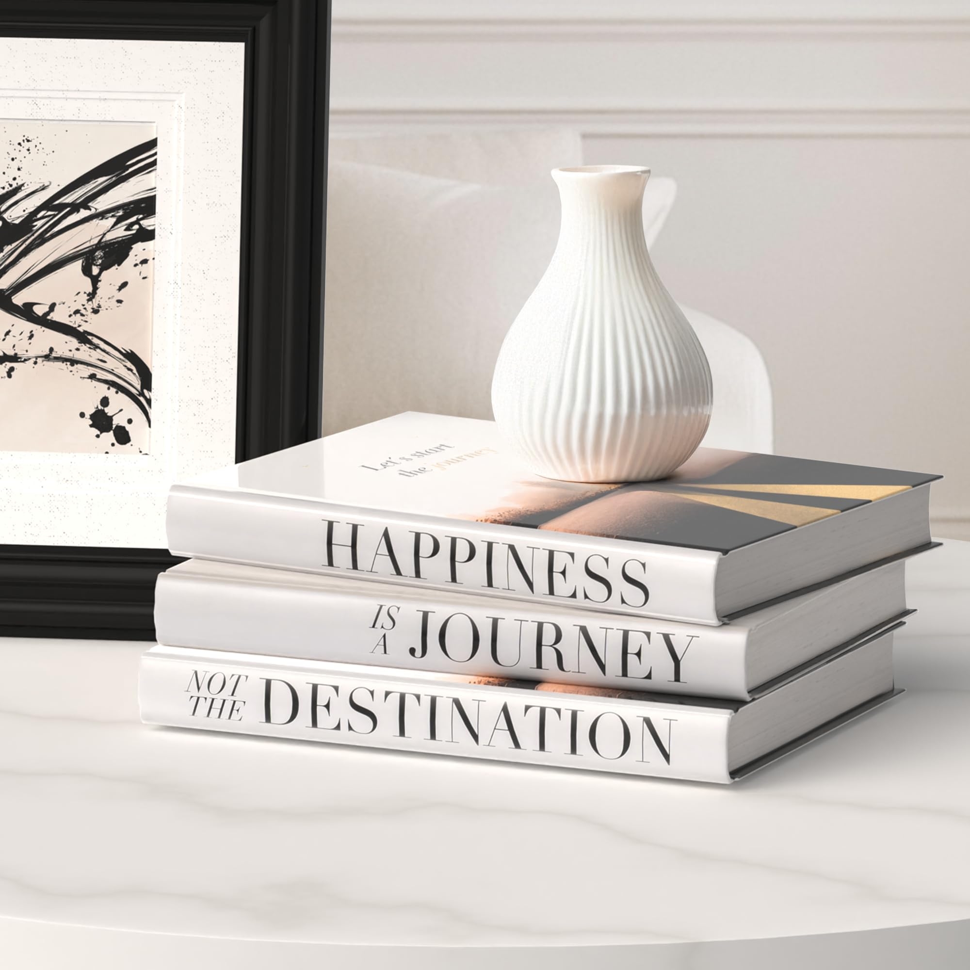 Decorative Books with Ribbed Texture for Typographic Shelf Decor