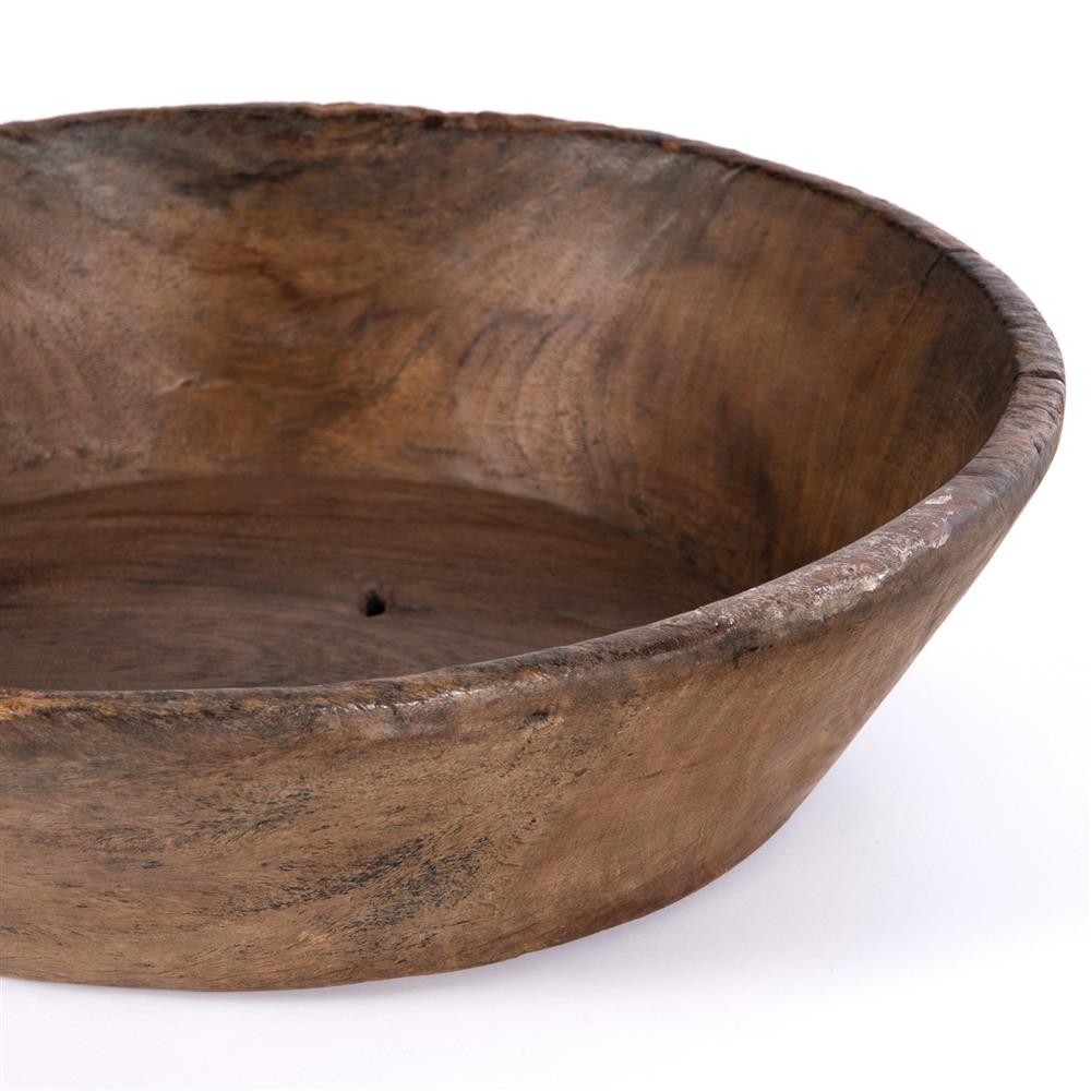 Decorative Bowl with Distressed Wood and Thick Rustic Rim