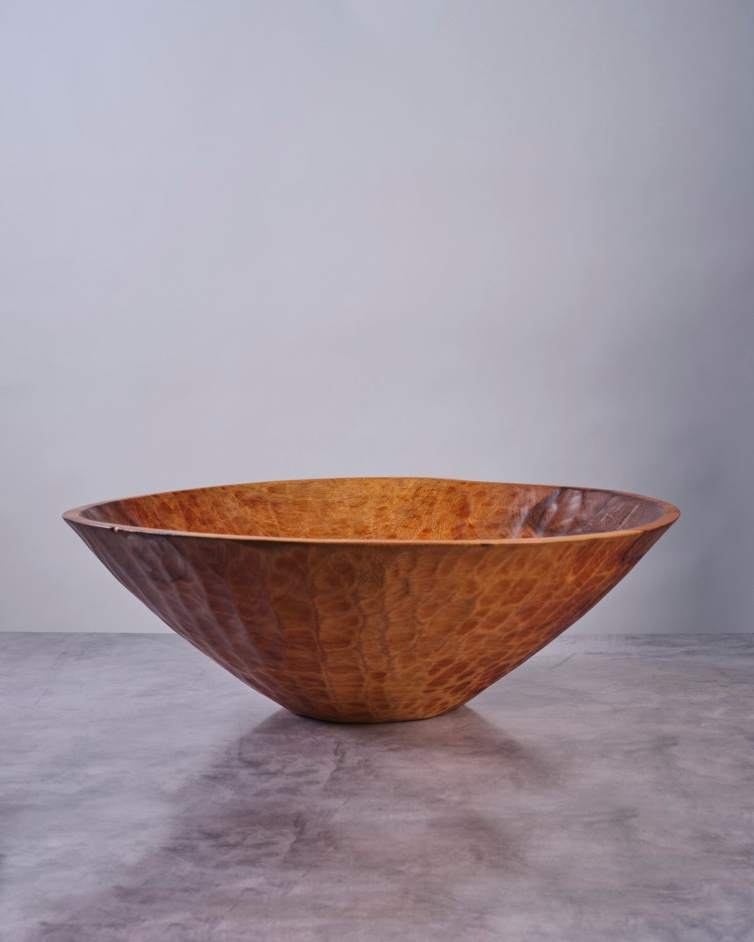 Decorative Bowl with Faceted Exterior and Oversized Carved Rim