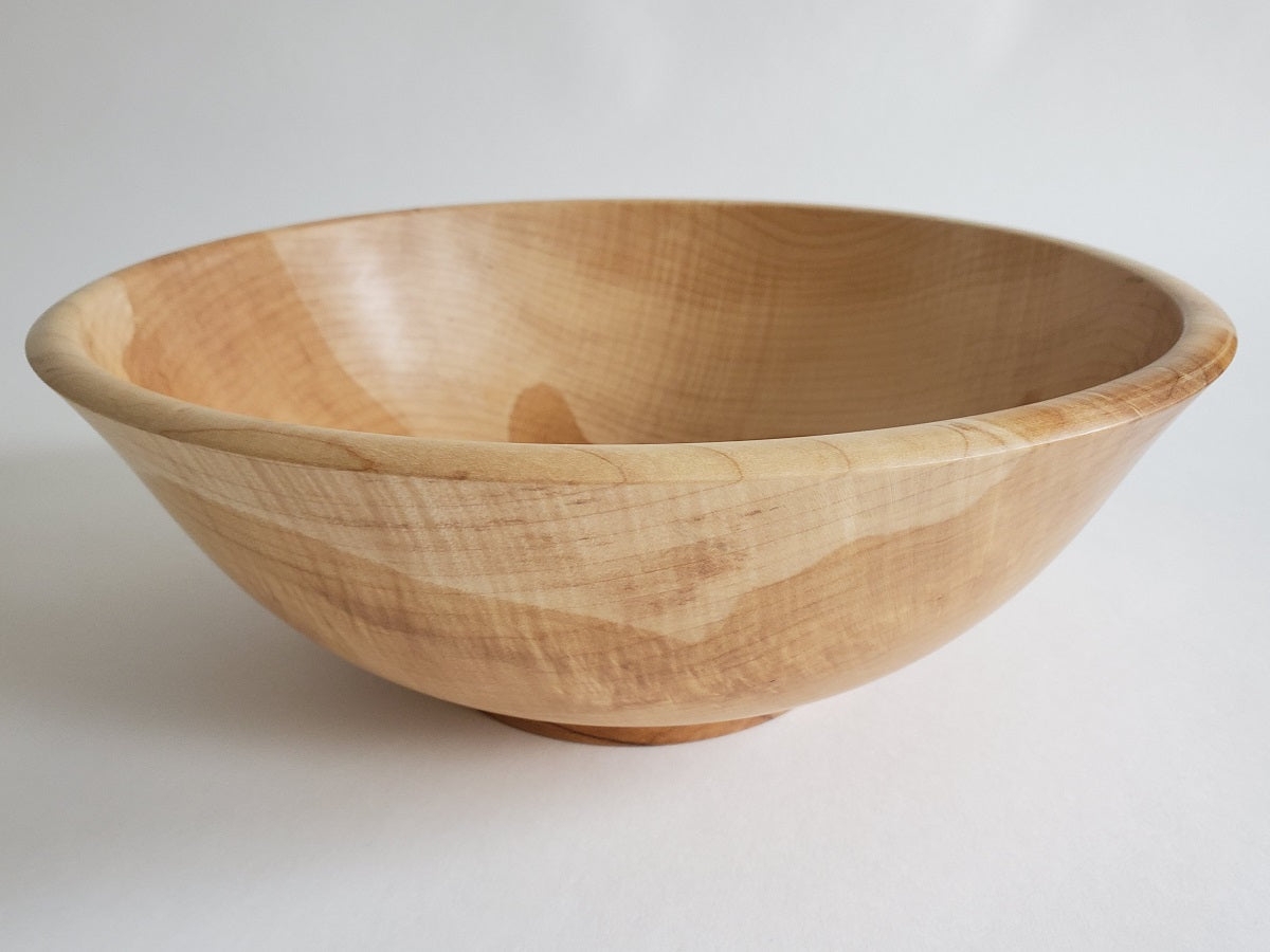 Decorative Bowl with Flared Rim and Footed Base in Curly Maple