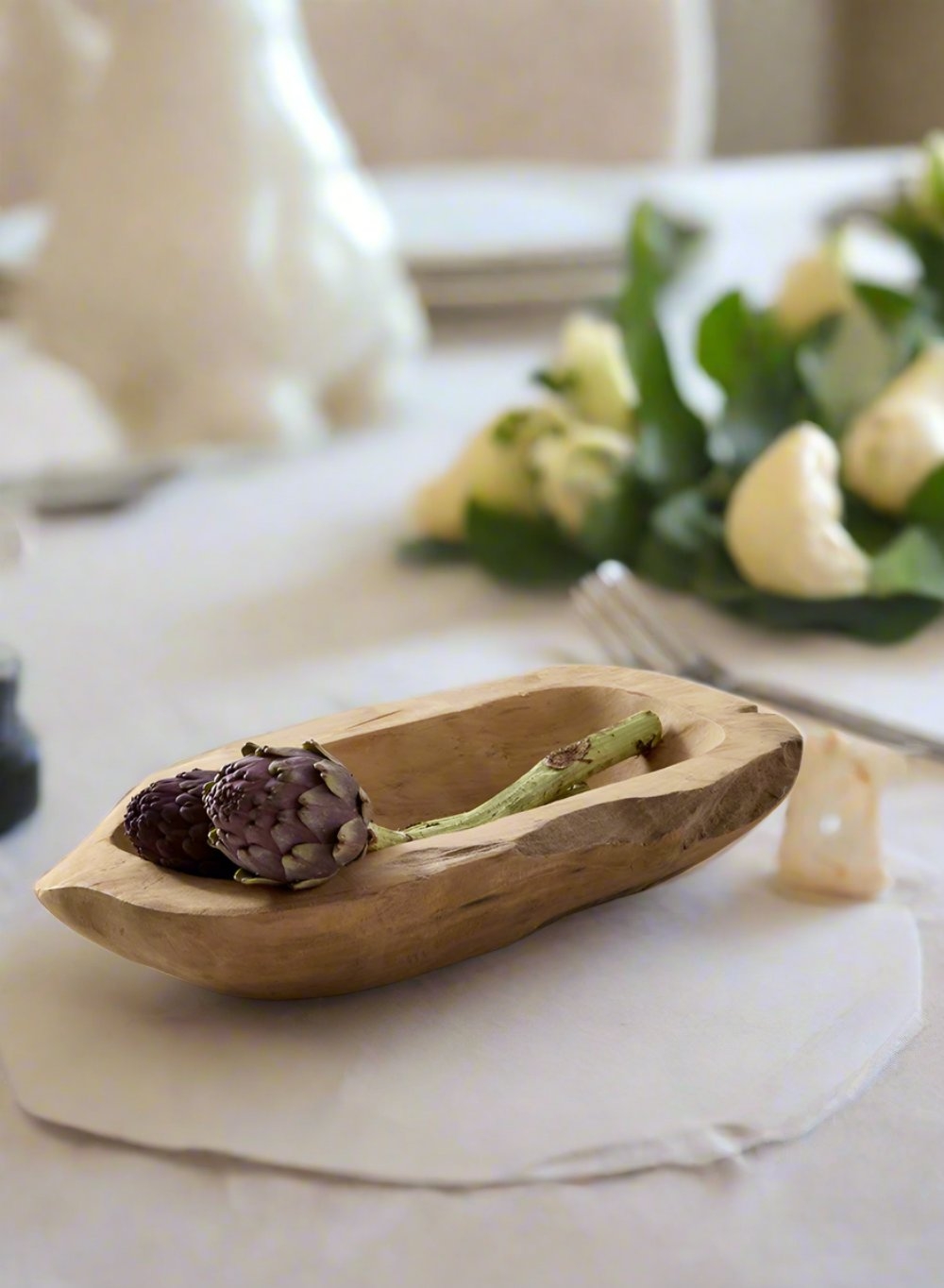 Decorative Bowl with Hand Carved Texture and Organic Edges