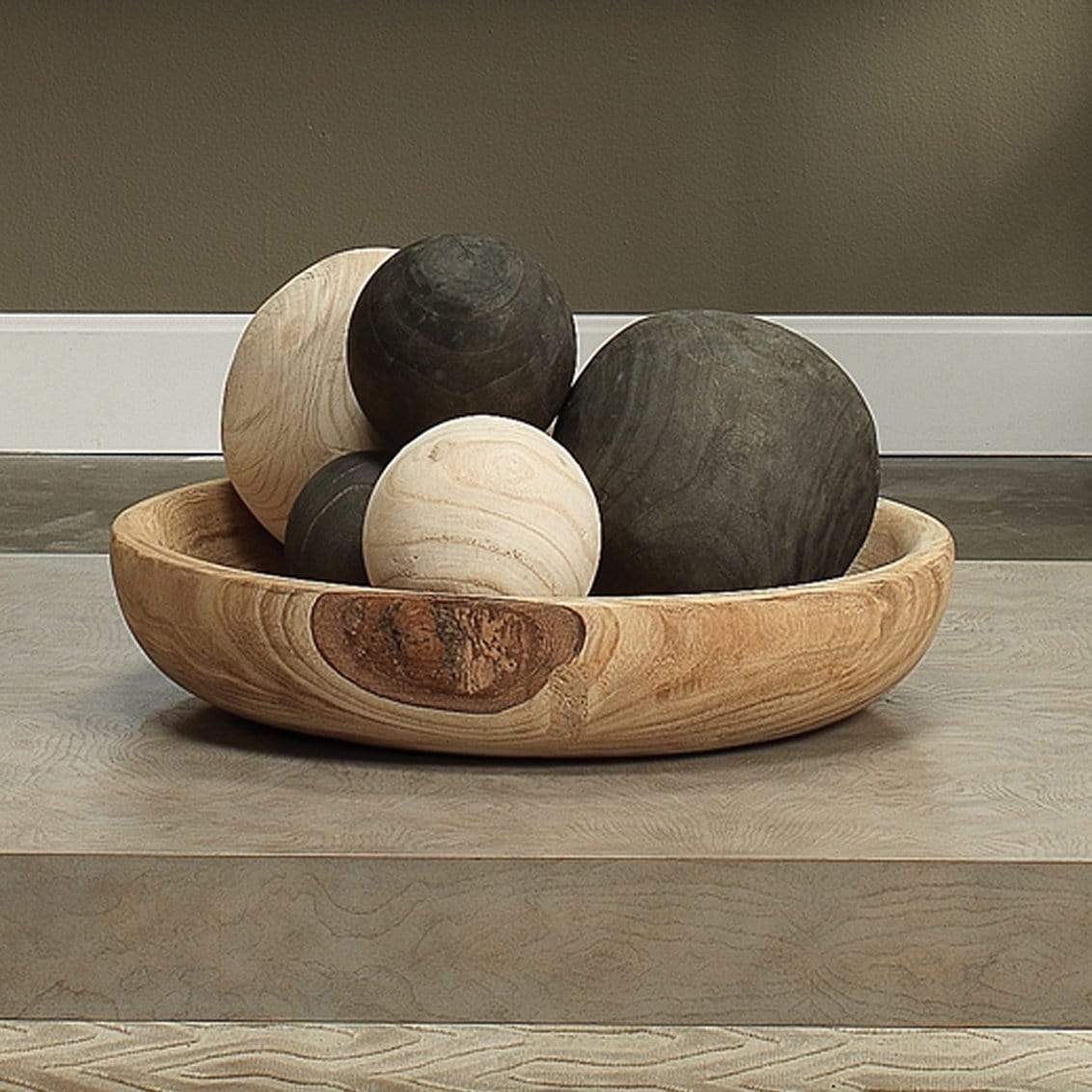 Decorative Bowl with Spheres and Hand Carved Look Visible Knot