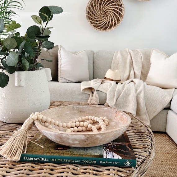 Decorative Bowl with Tassel Accent and Round Silhouette