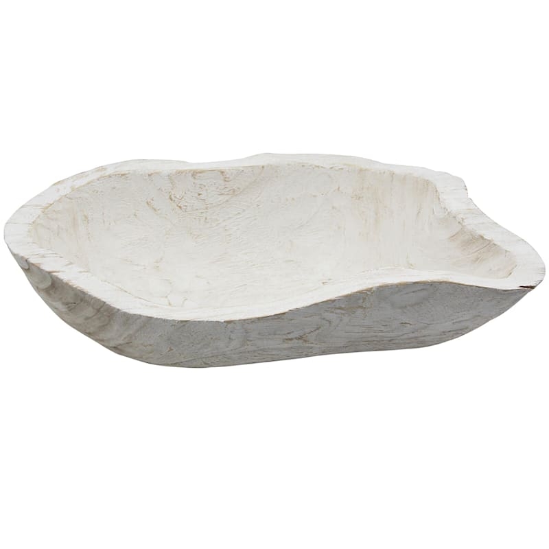 Decorative Bowl with Wavy Rim and Whitewashed Finish Centerpiece