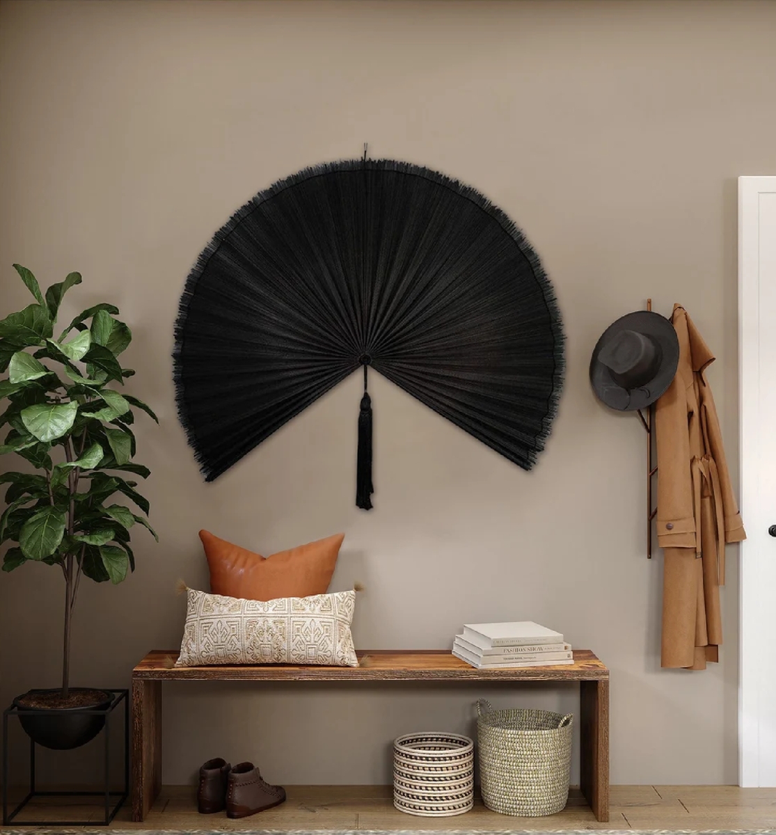 Decorative Fan: Oversized Giant Black Wall Fan Decor