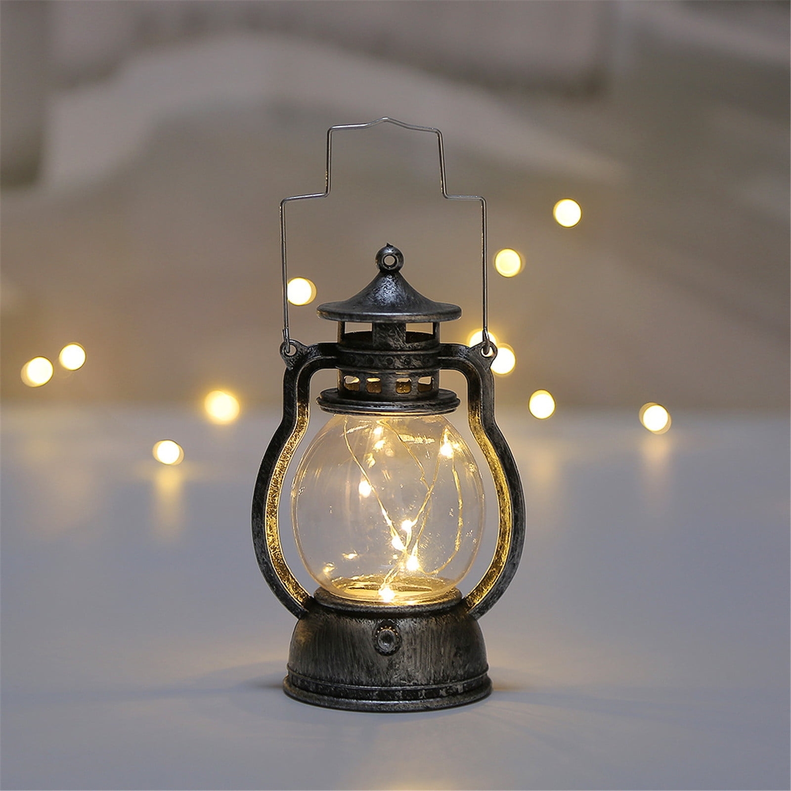 Decorative Lantern: Spherical Glass with Distressed Antique Finish