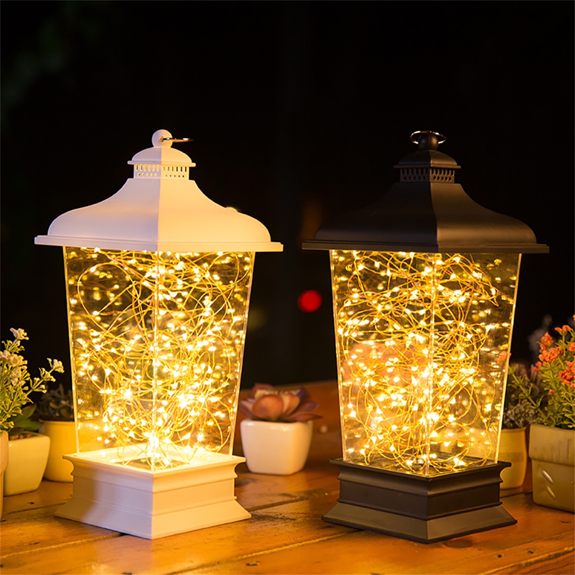 Decorative Lantern: Tapered Acrylic Body with Modern Tabletop Light