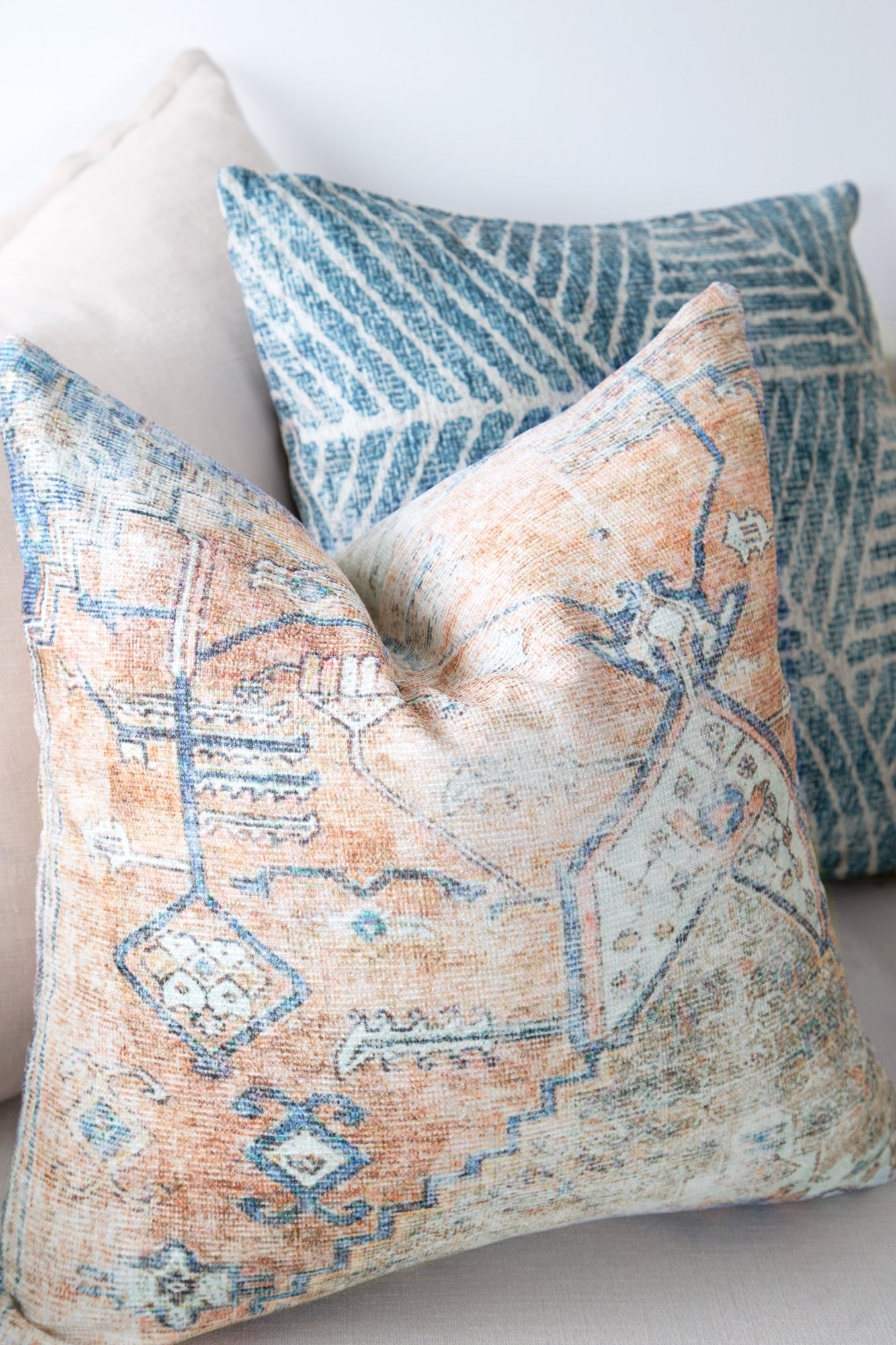 Decorative Pillow in distressed rug pattern vintage rug pillow