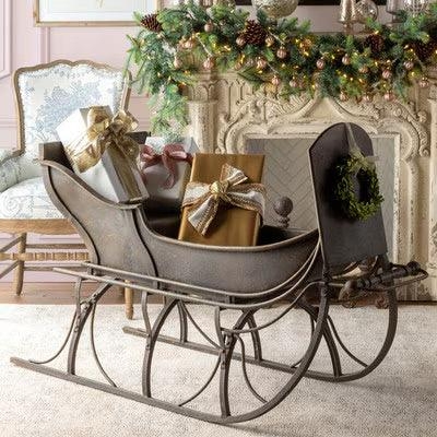 Decorative Sleigh: Antique Bronze Finish Vintage Metal Decor