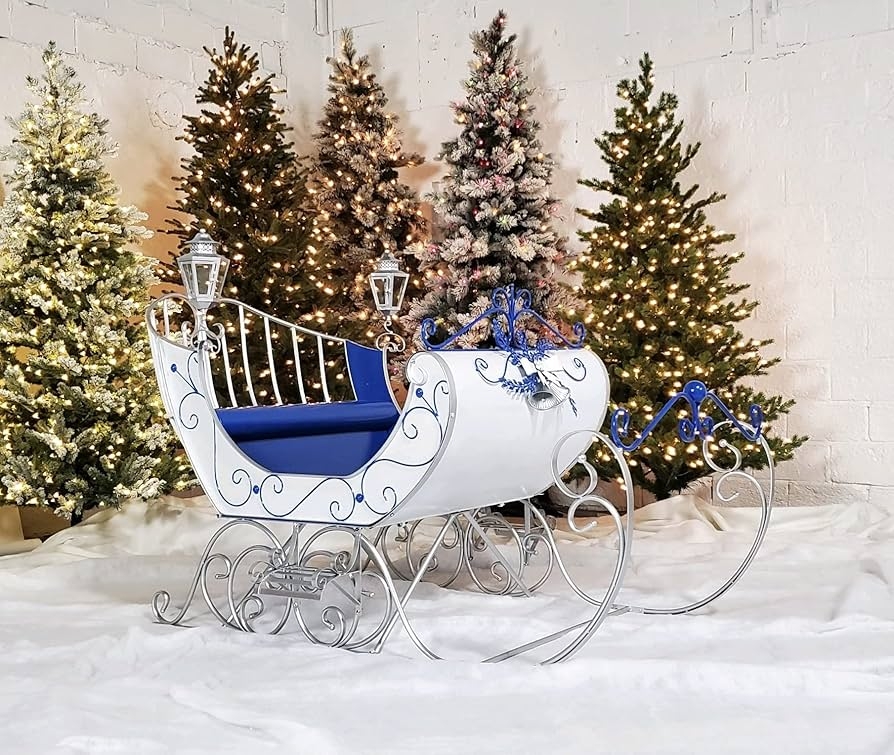 Decorative Sleigh: Royal Blue Interior Victorian Photo Prop