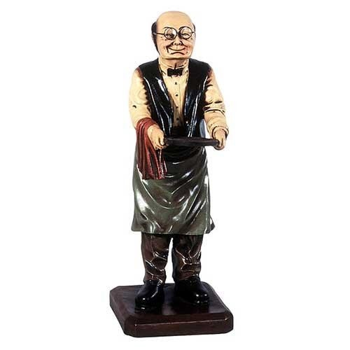 Decorative Statue Butler Character Display Red Accent Towel