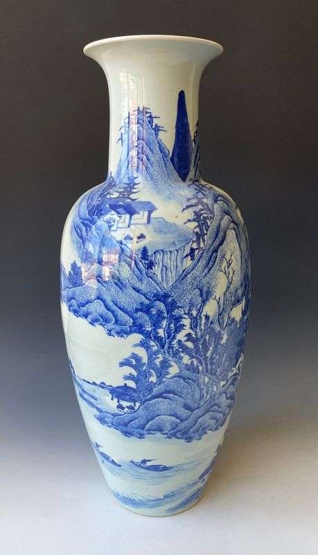 Decorative Vase with Mountain Landscape and Flared Rim