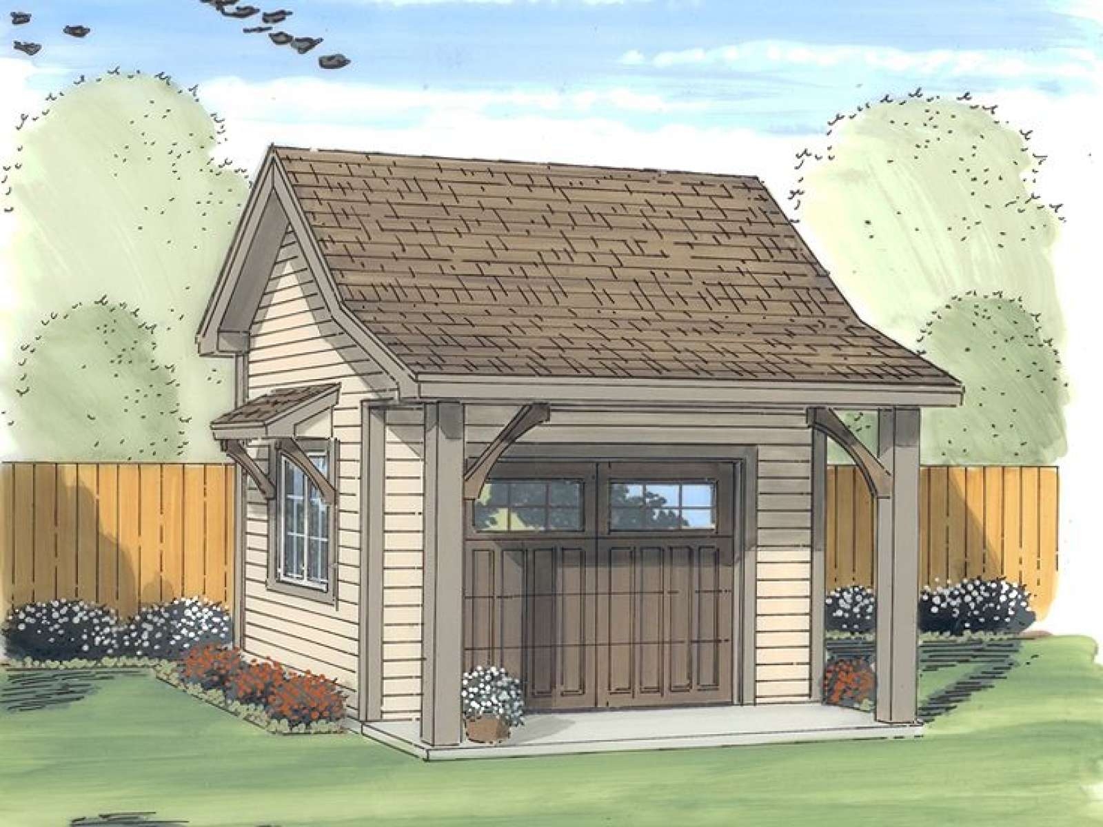 Detached Garage: Craftsman Plan with Timber Eave Brackets