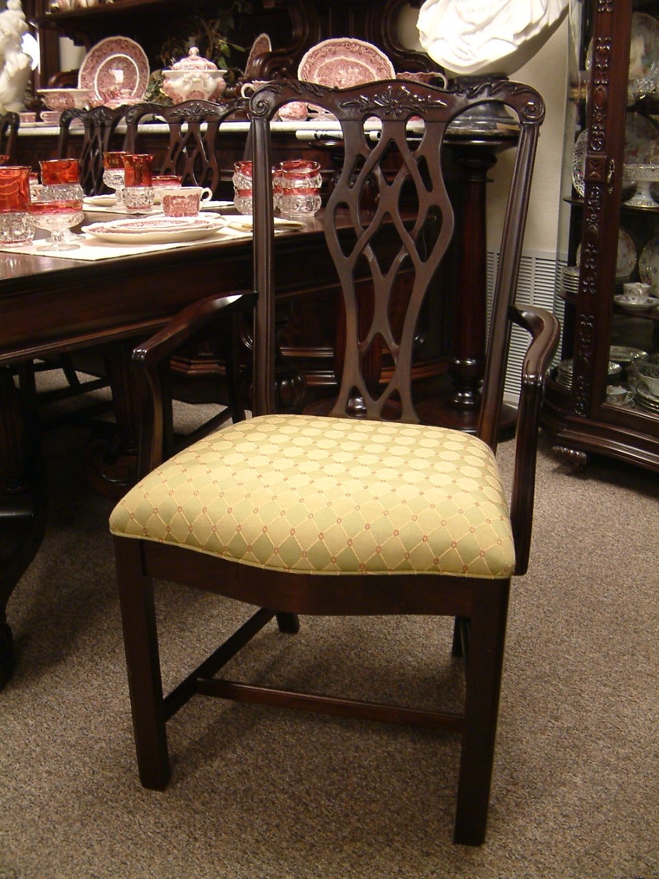 Dining Armchair with Diamond Pattern and Oversized Formal Armchair