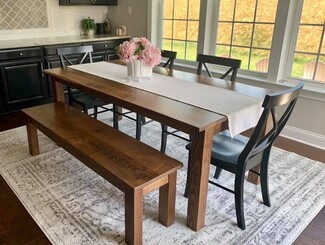 Dining Bench: Farmhouse Post Leg Bench with Straight Cut Edges