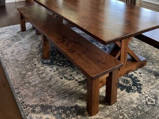 Dining Bench: Handcrafted Wood Dining Bench with Walnut Tone