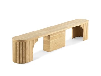Dining Bench Slatted Base with Curved Ends and Modular Design