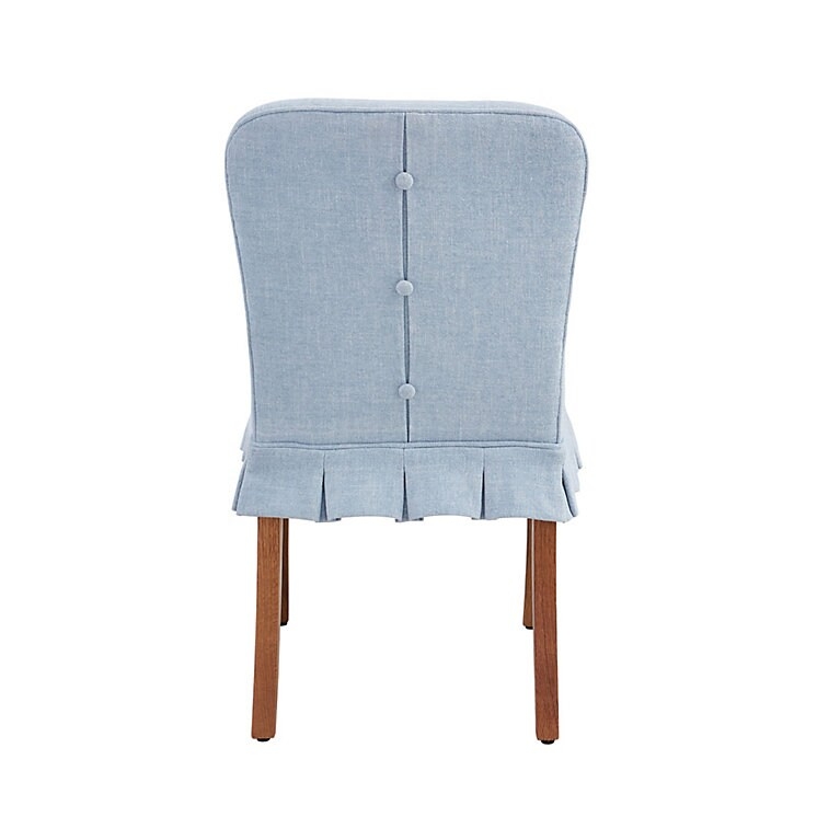 Dining Chair: Blue Tufted Dining Chair With Pleated Skirt