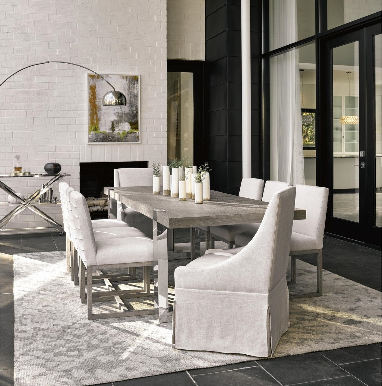 Dining Chair: Elegant Skirted Host Chair Curved Tall Back