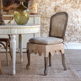 Dining Chair: French Country Cane Back Chair Scalloped Skirt