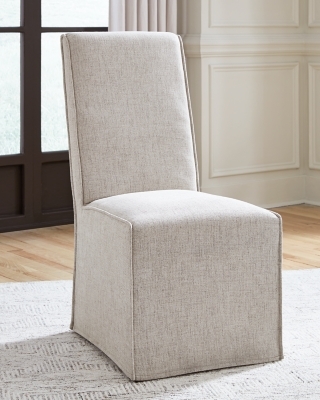 Dining Chair: Heathered Fabric Seating High Back Welted Edges