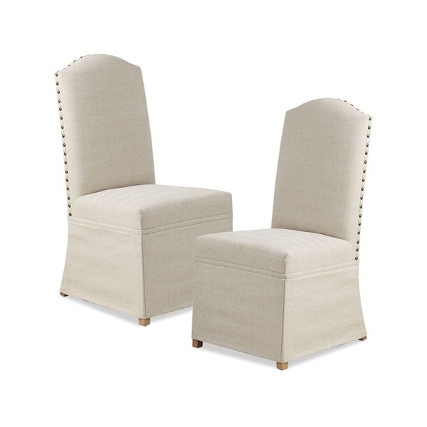 Dining Chair: High Back Nailhead Chairs Arched Top Beige