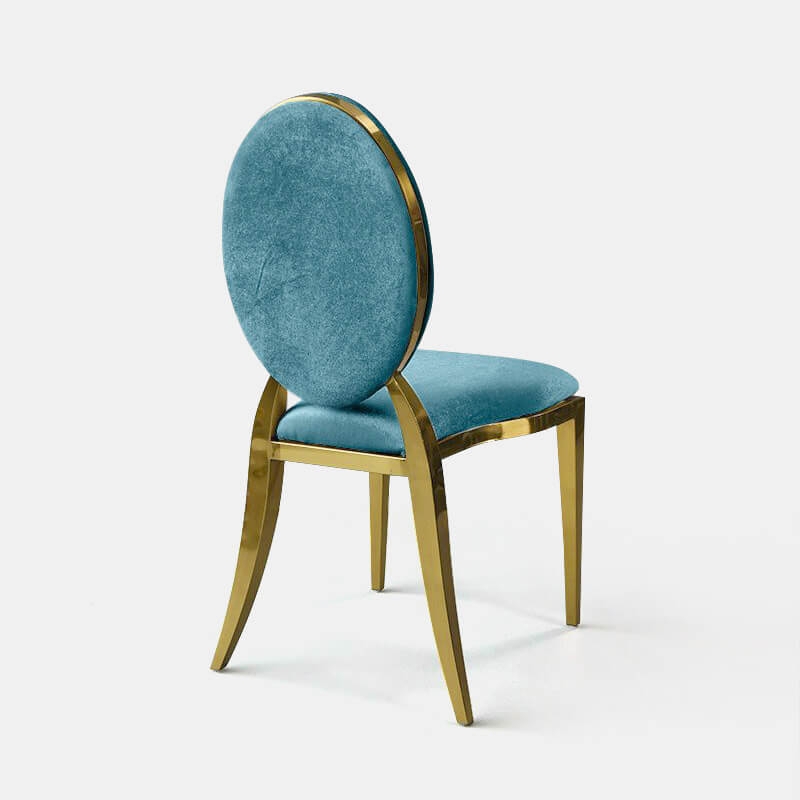 Dining Chair Oval Backrest Turquoise Velvet Gold Frame Modern Glam