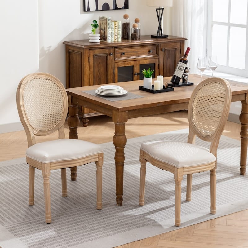 Dining Chair: Oval Cane Back Fluted Tapered Leg Chairs