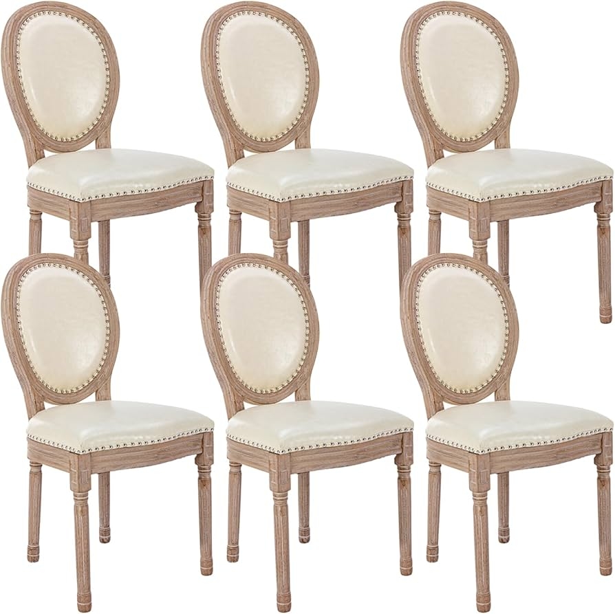 Dining Chair: Oval Medallion Back Leather-like Seating