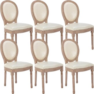 Dining Chair: Oval Medallion Back Leather-like Seating