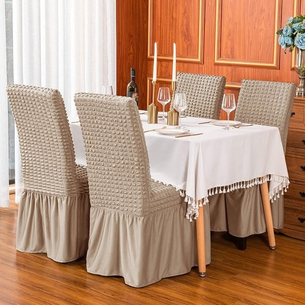 Dining Chair Slipcover: Popcorn Texture Chair Covers Stretch Fit