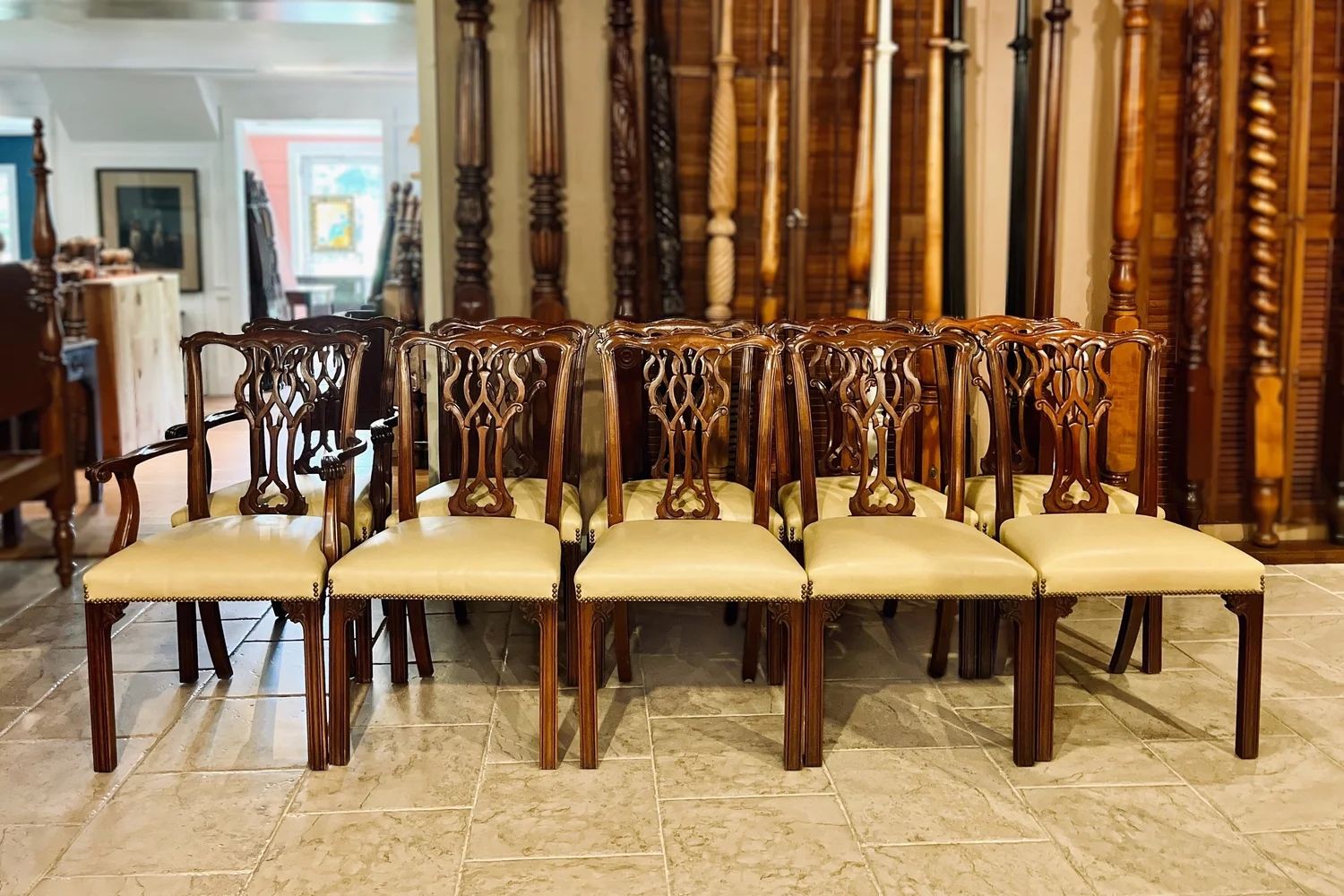 Dining Chair with Straight Marlborough Legs and Pierced Back Splat Chairs