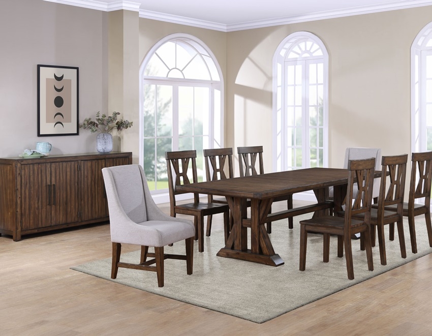Dining Room Set: Trestle Table and Wingback Chairs