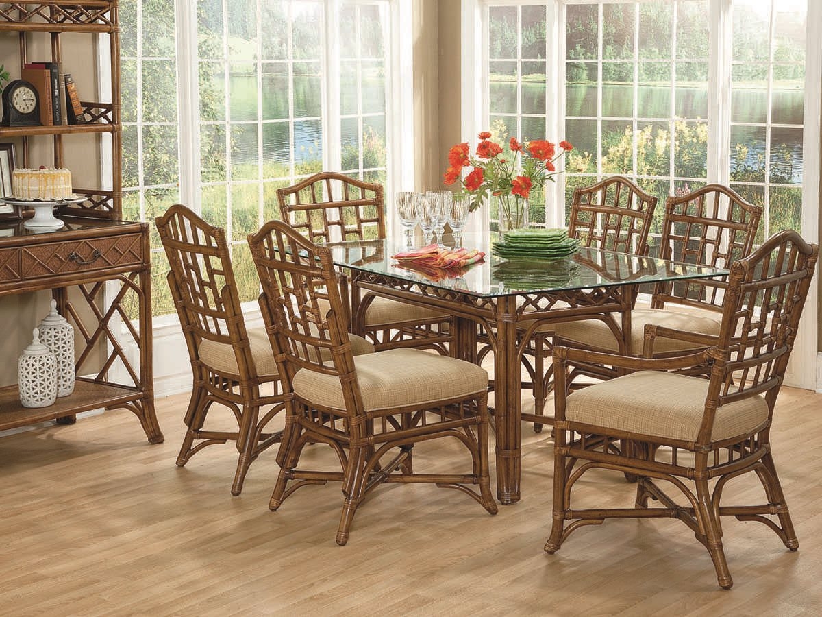 Dining Room Set with Rattan Cane Frames and Chippendale Rattan Dining Set