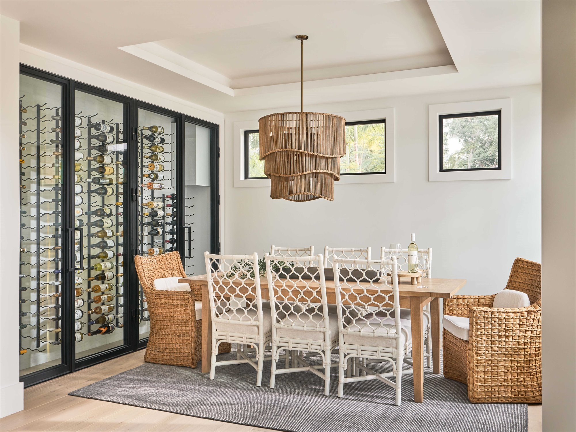 Dining Room Set with Trellis Back and Tiered Fiber Pendant