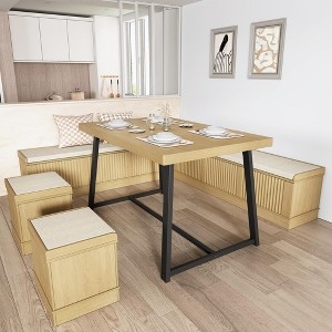 Dining Set: Ribbed Paneling Corner Breakfast Nook Set