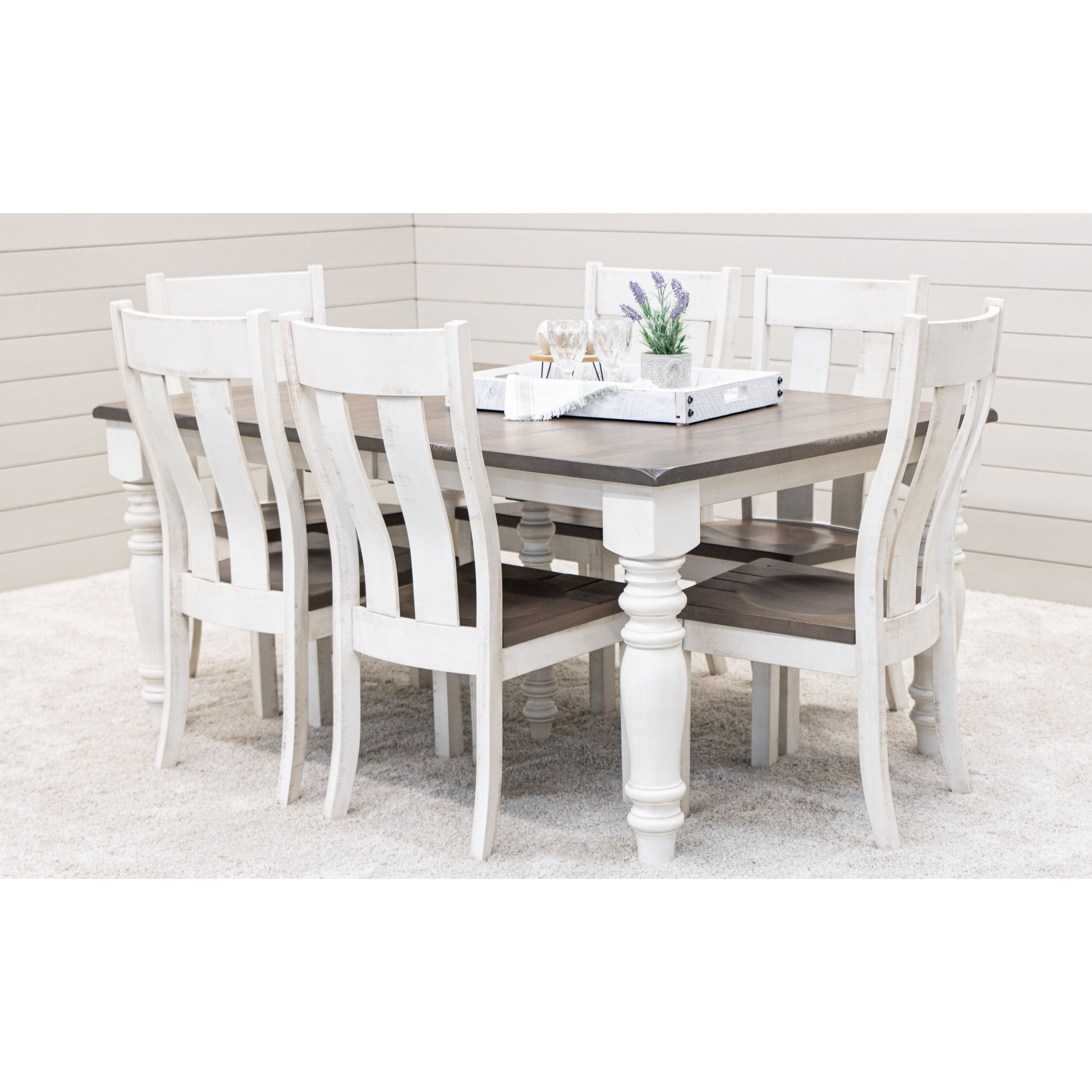 Dining Set: Turned Leg Coastal Tones and Driftwood Wood Top