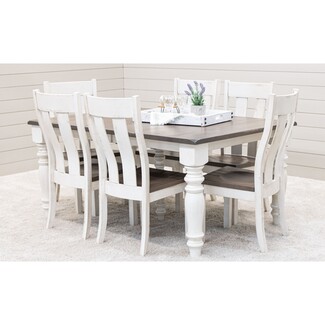 Dining Set: Turned Leg Coastal Tones and Driftwood Wood Top