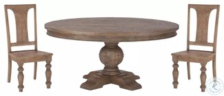Dining Set Weathered Teak Wood with Carved Turned Legs