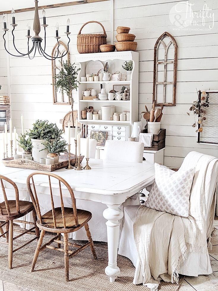 Dining Set: Whitewashed Finish Turned Leg Table and Spindles