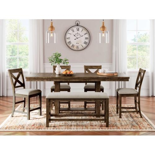 Dining Set with Distressed Wood Block Legs Antique