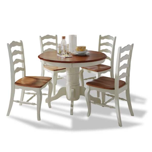 Dining Set with Rubbed White Pedestal Table and Contoured Seats