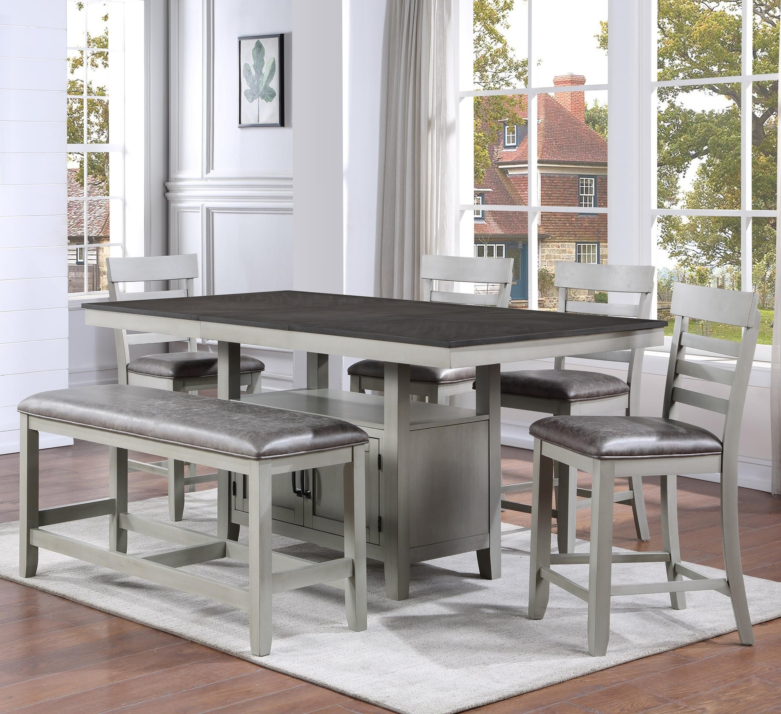 Dining Set with Two-Tone Counter Height Storage Base