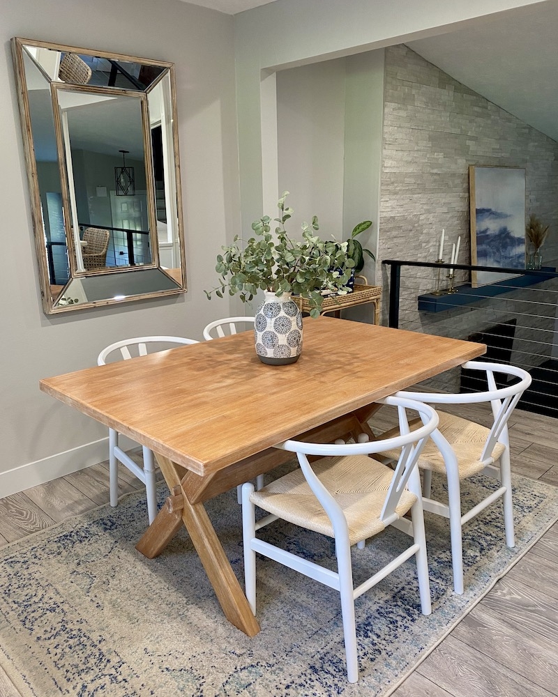 Dining Set with Wishbone Chairs and X Frame Base Wood Table