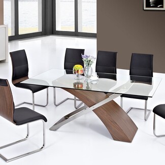 Dining Set with X-Shaped Base and Cantilever Chairs