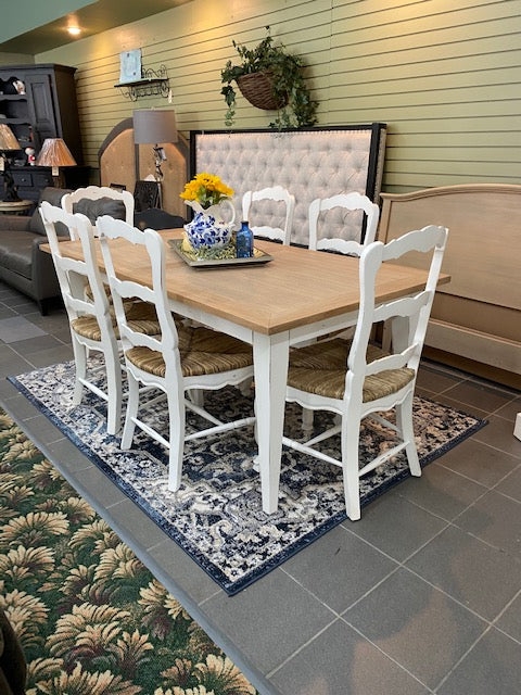 Dining Set: Woven Rush Seats and Tapered Leg Ladder Backs